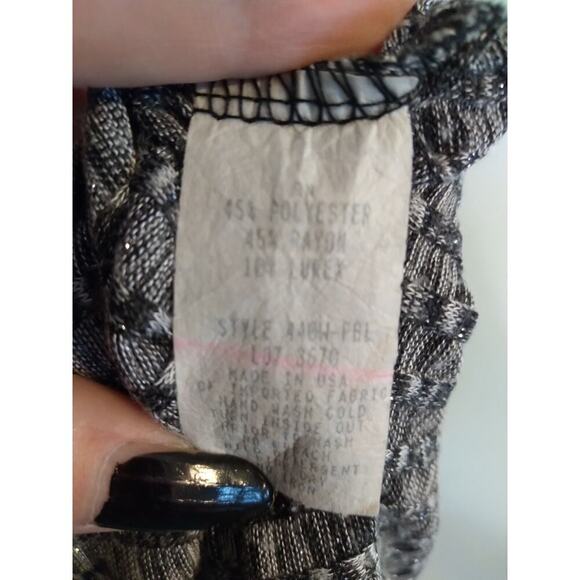 Snap Dress Gray Silver Metalic Thread V Neck Pullover Long Sleeves Sz 2X ... - Picture 8 of 9